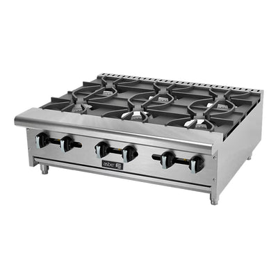 PARRILLA ASBER AEHP-6-36 | Parrilla | 6 Quemadores Abiertos | Hierro Fundido | Acero Inoxidable | Restaurante Cocina Industrial | Parrilla Industrial Estufa de Quemadores Abiertos Hornillas Cocción a Gas Acero Inoxidable Restaurante Cocina Industrial Taquería Fonda Cenaduría Comedor Industrial
