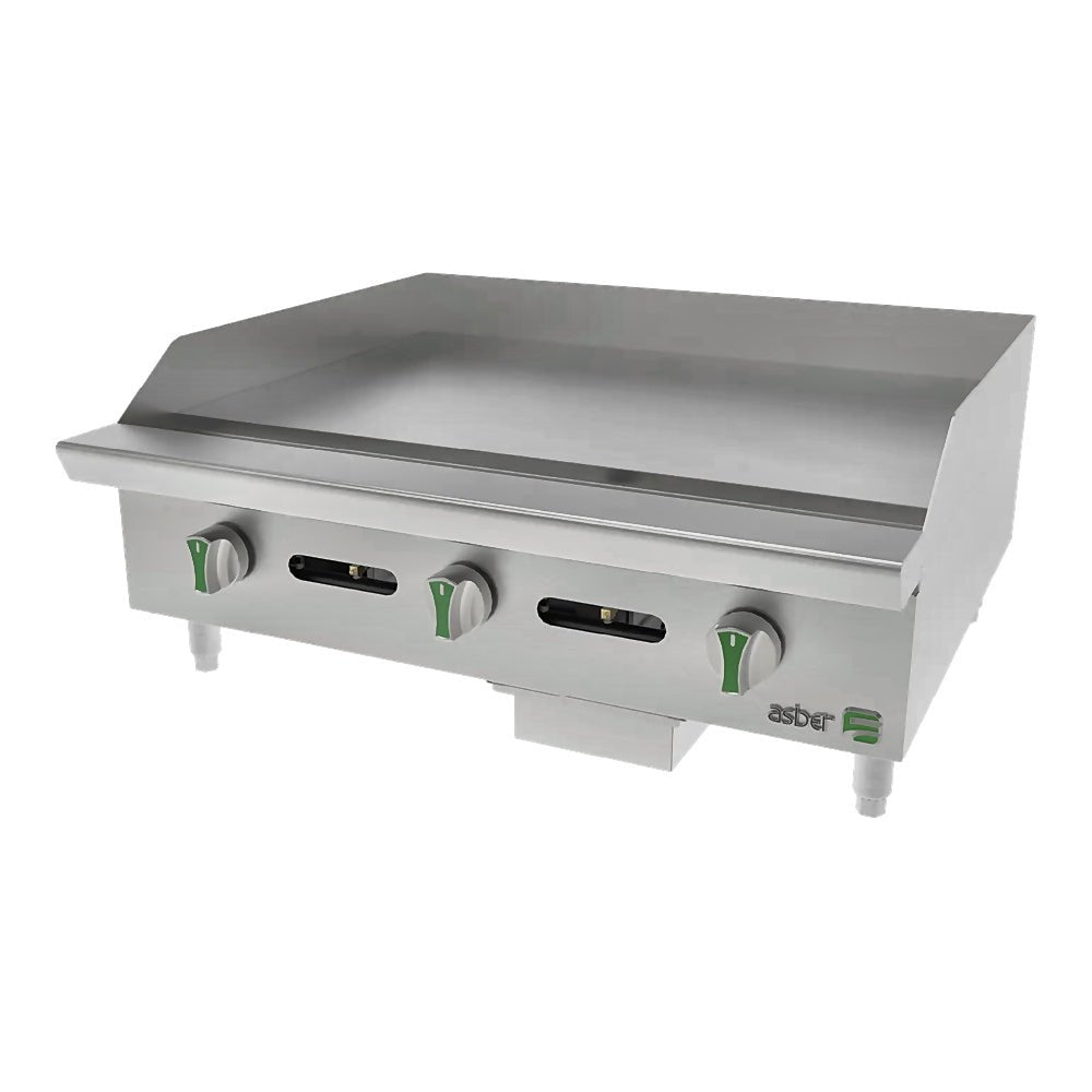 PLANCHA ASBER AEMG-36-EM | Plancha Manual | 3 Quemadores | Placa 1" | Acero Inoxidable | Restaurante Cocina Industrial