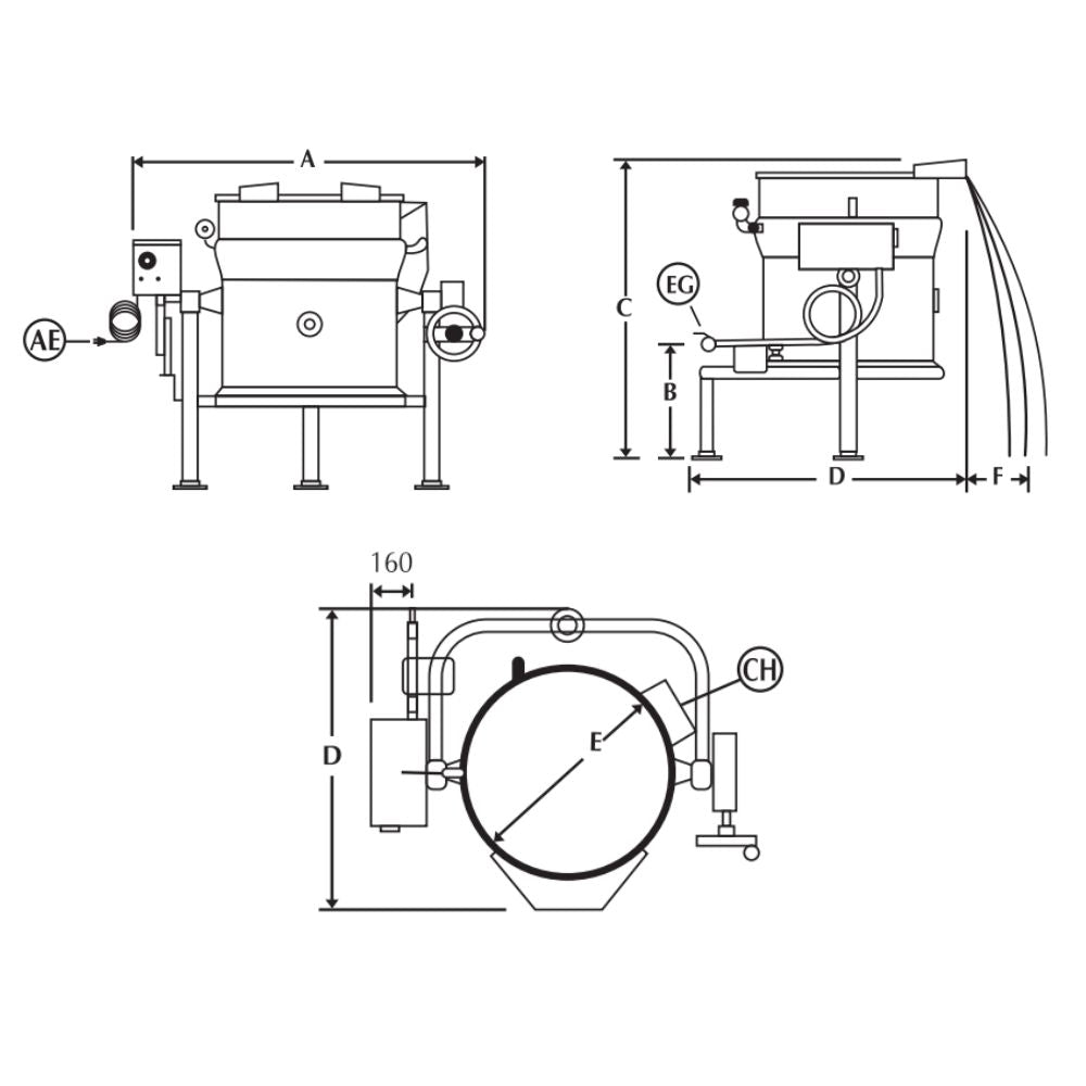 MARMITA MADIPSA M320GF | Marmita Fija a Gas | Capacidad 320 Litros | Cocina Industrial | Marmita Industrial Olla de Cocción a Gas Vapor Eléctrica Acero Inoxidable Cocer Hervir Sopas Caldos Mermeladas Restaurante Cocina Industrial Banquetes Comedor Industrial