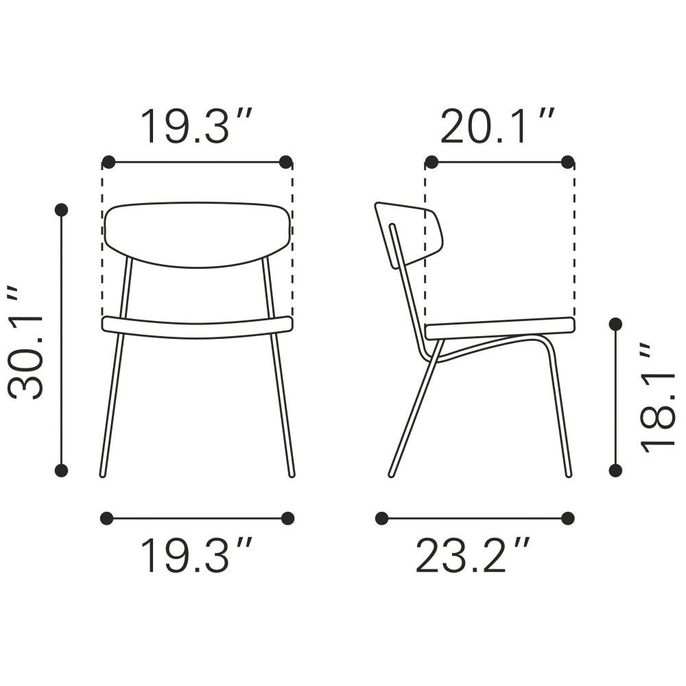 NOGAL BEAT ELLEN DINING CHAIR VINTAGE | Silla para Comedor Restaurante Cafeteria | Varios Colores | Piel Sintetica | Interior - 101953 - Zuo - NOGAL BEAT -