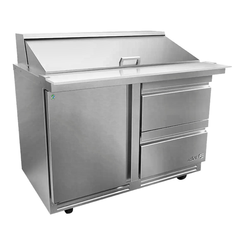 MESA REFRIGERADA ASBER APTM-48-18-D4 P HC | Mesa De Preparación Con Refrigerante | Mega Top | Acero Inoxidable | 4 Cajones | Supermercados Restaurantes
