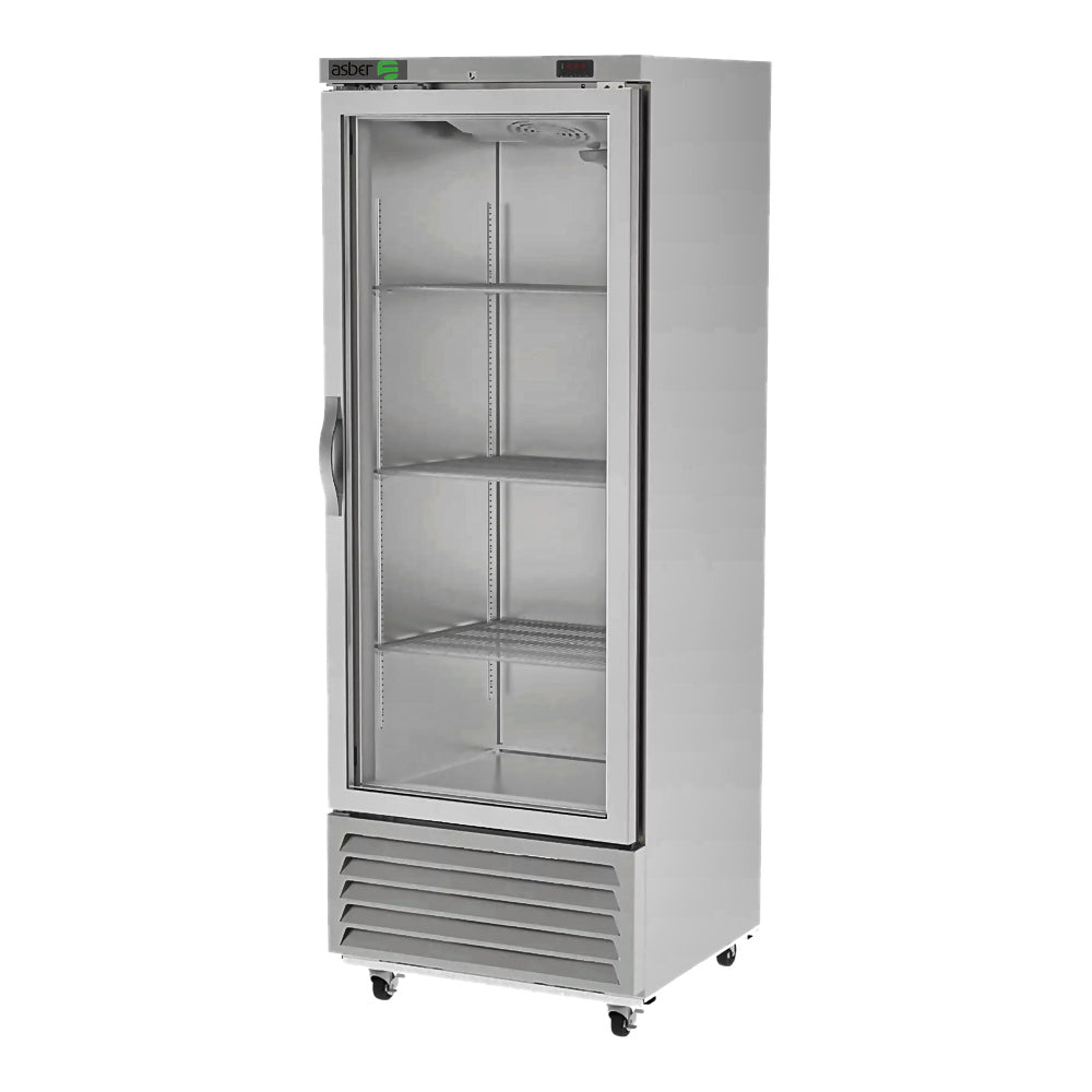 REFRIGERADOR ASBER ARR-17-G-H HC | Refrigerador Vertical | 1 Puerta Cristal | 17 Pies Cubicos | 3 Parrillas | Acero Inoxidable | Restaurante