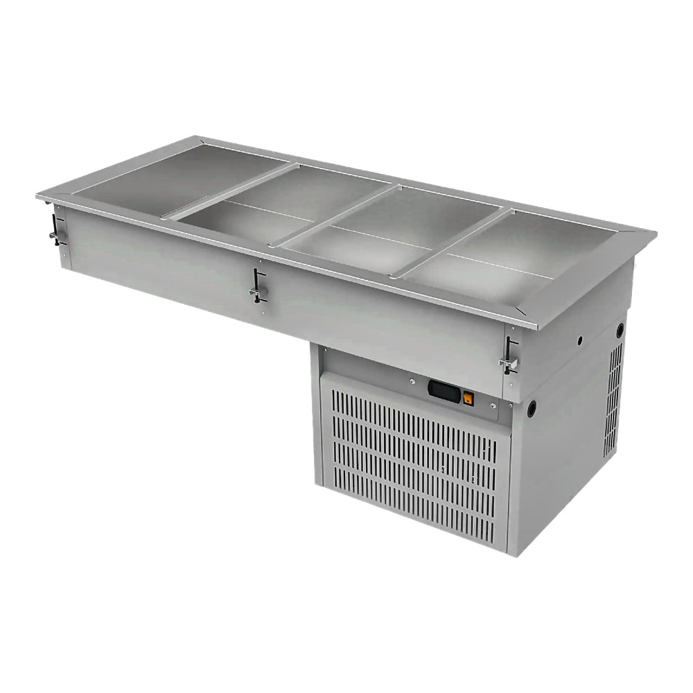 MESA FRÍA ASBER DRFB-411 HC | Mesa Fría | Tina Refrigerada | Control de Temperatura Digital | 4 Insertos Enteros | Acero Inoxidable | Ingredientes Productos Fríos