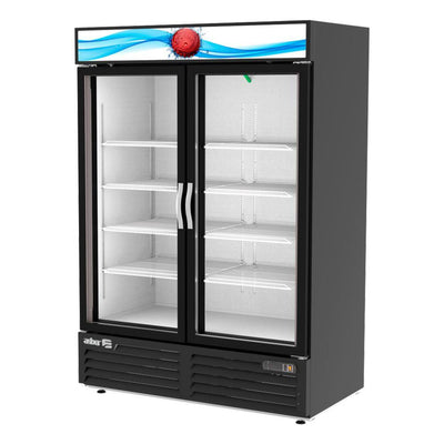 ASBER ARMD-49 HC Refrigerador Vertical 2 Puertas cristal 8 Parrillas Acero Cubierto Vinil Negro - Refrigeradores - Asber - KitchenMax Store
