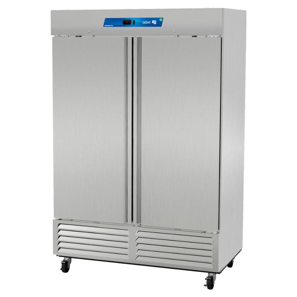 Asber ARF-49-H HC Congelador Vertical 2 Puertas Solidas 6 Parrillas Acero Inoxidable - Congeladores - Asber - KitchenMax Store