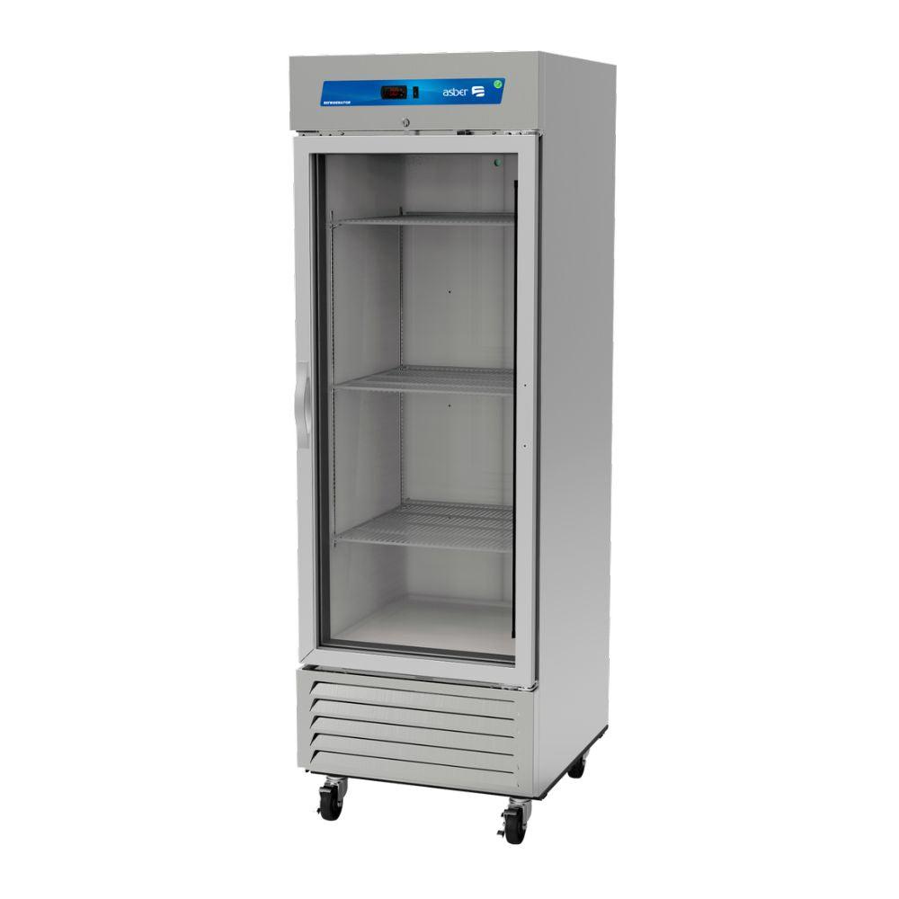 Asber ARR-23-G-H HC Refrigerador vertical 1 Puerta Cristal 3 Parrillas Acero Inoxidable - Refrigeradores - Asber - KitchenMax Store