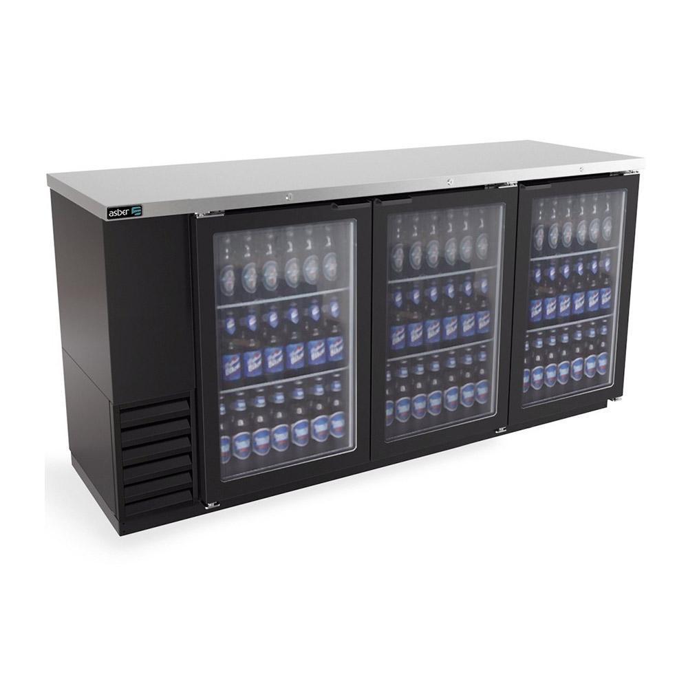 Asber ABBC-24-72-G HC / SG-HC Refrigerador Contra Barra Frente 182.9 cm 3 Puertas Cristal - Contrabarras - Asber - KitchenMax Store