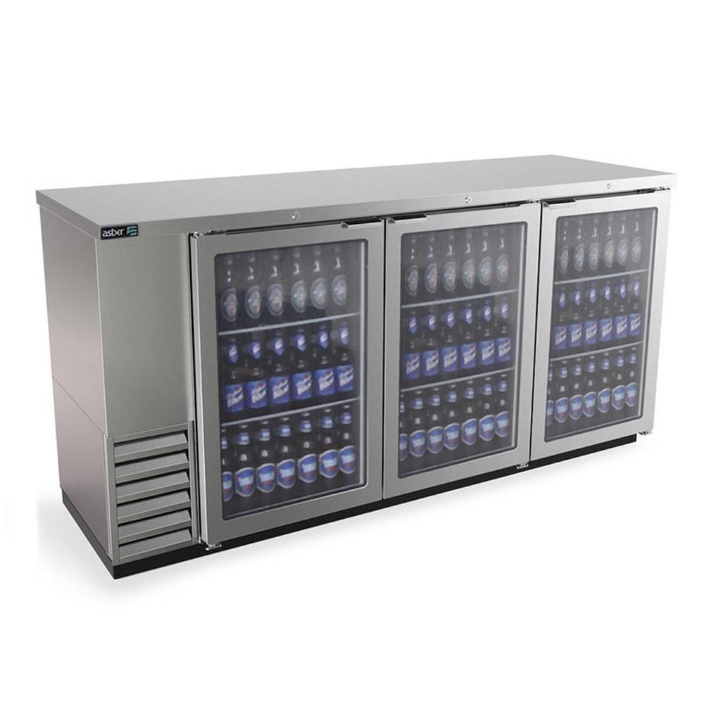 Asber ABBC-24-72-G HC / SG-HC Refrigerador Contra Barra Frente 182.9 cm 3 Puertas Cristal - Contrabarras - Asber - KitchenMax Store