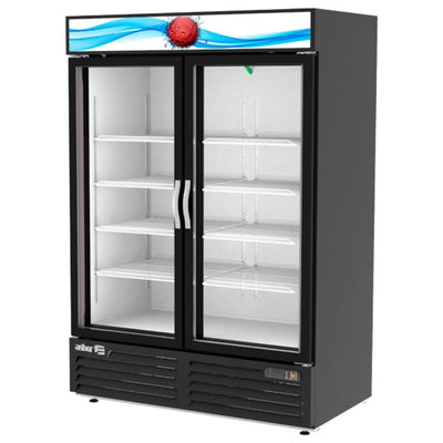 Asber ARMD-37 HC Refrigerador vertical 2 Puertas Cristal 8 Parrillas Acero Cubierto Vinil Negro - Refrigeradores - Asber - KitchenMax Store