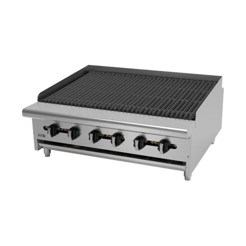 ASADOR ASBER AERB-36 | Asador Frente 61 | Gas | Acero Inoxidable | 6 Quemadores | Gris | Restaurante Comedor Grill Cortes Cenaduria Hotel | Respaldo Charola Quemador Parilla Restaurante Niveladores Empotrar Base Comedor Uso Rudo Acero Inoxidable Grill Alimento Cocción Preparación Cortes Hotel Cenaduria Cocina Economica Radiante Gourmet