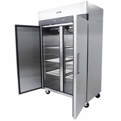 Atosa MBF8005GR Refrigerador Vertical 2 Puertas Solidas 3 Parrillas Acero Inoxidable - Refrigeradores - Atosa - KitchenMax Store