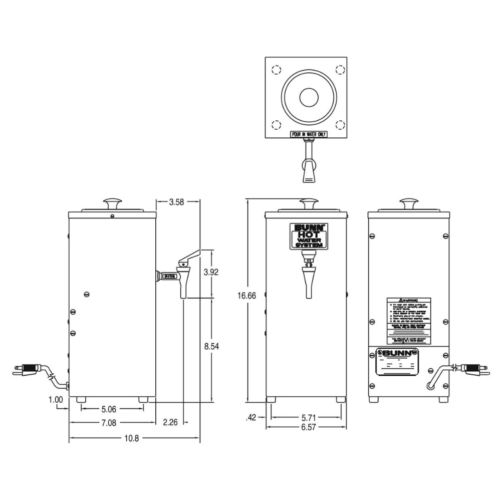 DISPENSADOR DE AGUA CALIENTE BUNN OHW 02550.0003 | Dispensador de Agua Caliente | 2.37 Litros 80oz | Acero Inoxidable | Bebidas Calientes Recepción Sala Espera Restaurante Tienda de Conveniencia Bares Dispensador Distribuidor