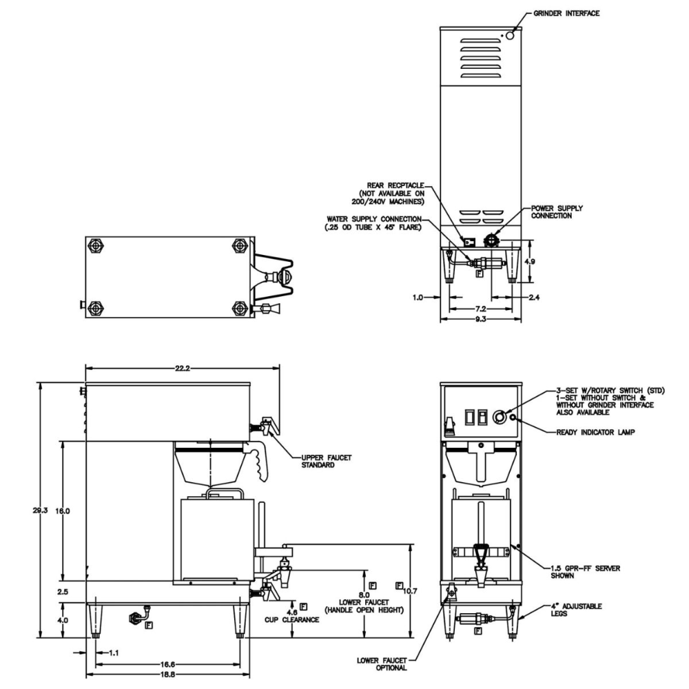 Diagnhos  Maquina para hacer café SINGLE MECH GPR, modelo 23050.0011,  marca Bunn.