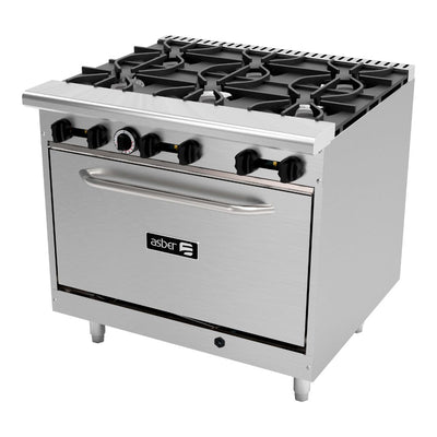 ESTUFA ASBER AER-6-36-E | Estufa | 6 Quemadores | Horno | Gas | Acero inoxidable | Hotel Restaurante Pastelería | Cafetería Bar Puesto Comida Hospitales Preparación Alimentos Negocios Comida Parrilla Uso Rudo Bistro Hostelería Comisariatos Pastelería Panadería