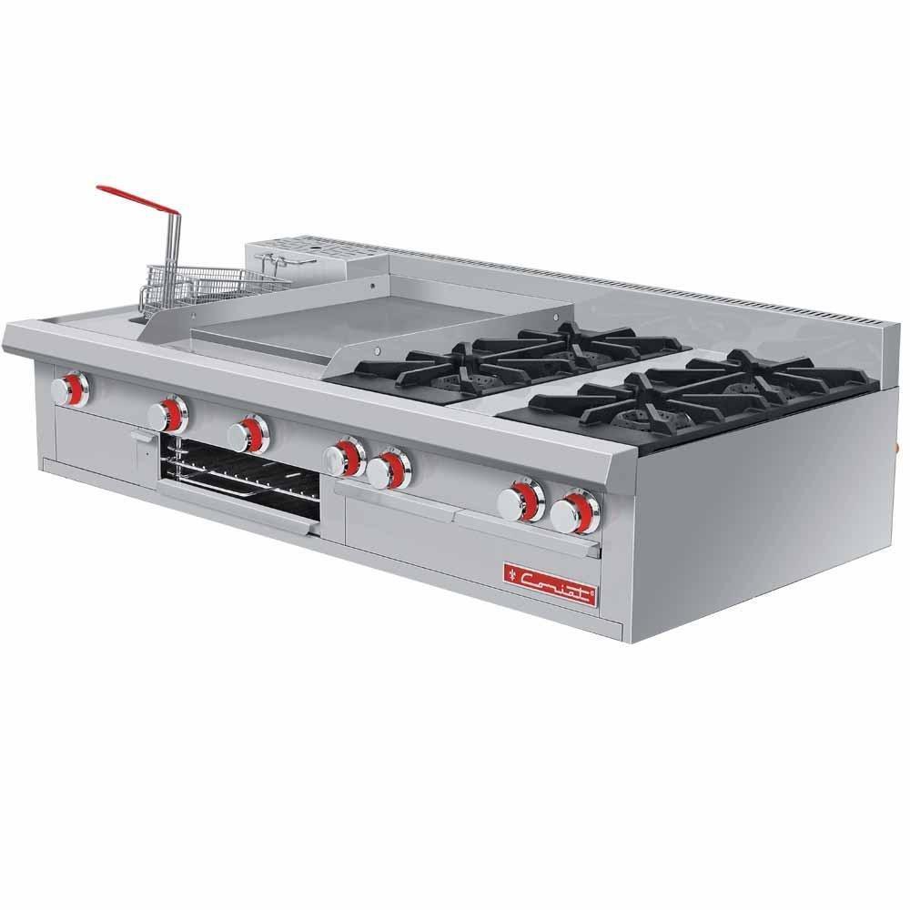 ESTUFA CORIAT MULTICHEF MASTER DE MESA | Estufa | 4 Quemadores | Plancha | Freidora | Gas | Hotel Restaurante Comedor Industrial Cocinas Fondas Restaurantes Cenadurías Comedores Industriales Preparación de Alimentos Cocción.