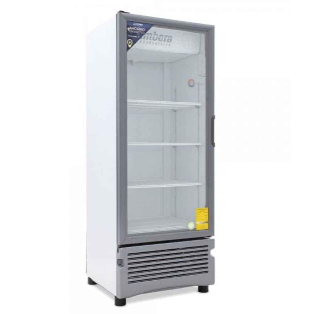 Imbera Vr17 1024175 Refrigerador Vertical con 1 Puerta de Cristal, 4 Parrillas y 12.46 Pies - 353 Litros de capacidad. Con iluminación LED, Cuerpo esmaltado Gris Refrigerador conservador comercial industrial uso rudo para abarrotes, restaurantes, comercios, cremeria, tiendita, carniceria, pescadería, pasteleía, panadería, insumos, comedor, industrial, hotel, bar