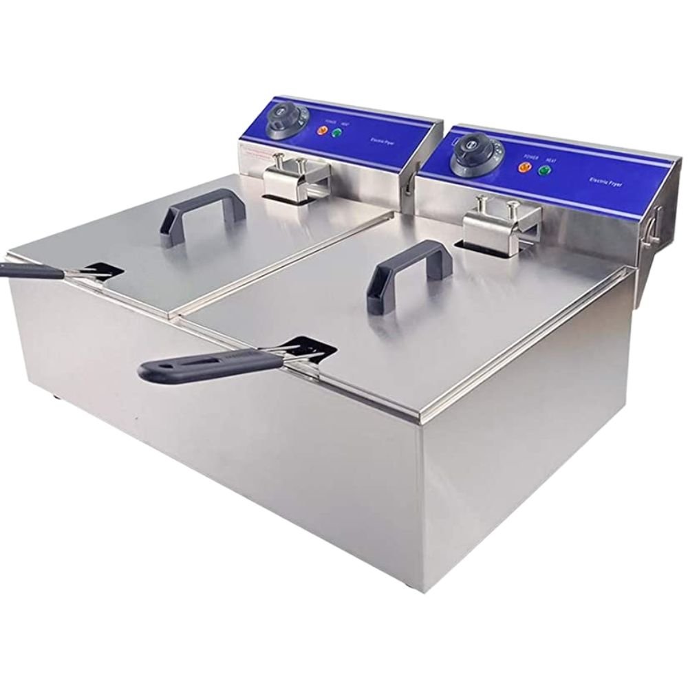 Keiter DZL-20B Freidora Electrica 20 Litros 2 Canastillas Restaurante Cocina Económica Freír Alimentos Freidores Alitas Papas A la Francesa Salchipulpos. Ideal para su uso en restaurantes, cocinas económicas, fondas, banquetes, cafeterías, para preparación de alimentos, comida, freir, cocinar, carnes, papas, salchichas, etc. KitchenMax.Store. Envíos seguros a todo México. Cotiza hoy mismo.