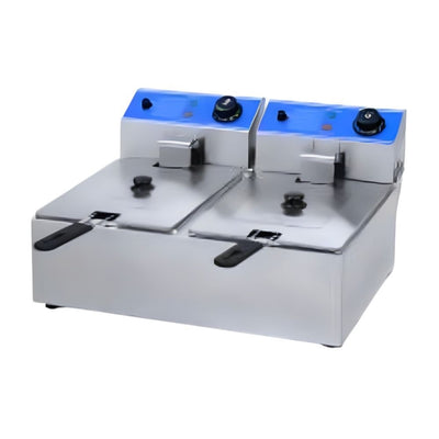 Keiter METDZL-12BA Freidor 12 Litros 2 Canastillas Restaurante Cocina Económica Freír Alimentos Freidores Alitas Papas A la Francesa Salchipulpos . Ideal para su uso en restaurantes, cocinas económicas, fondas, banquetes, cafeterías, para preparación de alimentos, comida, freir, cocinar, carnes, papas, salchichas, etc. KitchenMax.Store. Envíos seguros a todo México. Cotiza hoy mismo.