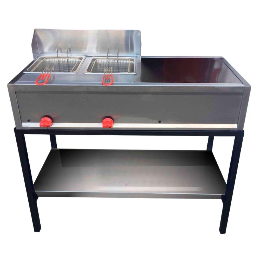 King Star FR006 Linea Economica Freidora Doble Area Trabajo 2 Canastillas INOX -  - King Star - KitchenMax Store