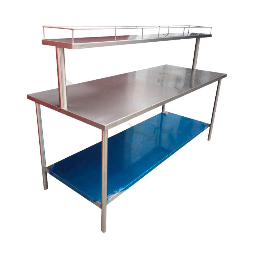 KitchenMax MT045 Mesa Trabajo Repisa Barandal 120 x 60 x 90 cm Acero Inoxidable -  - KitchenMax Store - KitchenMax Store