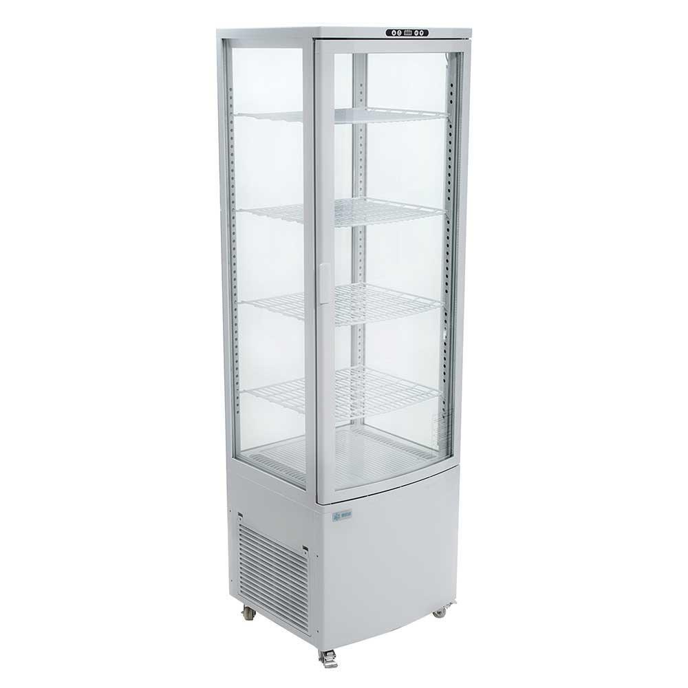 Migsa Rt-235L Refrigerador De Exhibición Panorámica vertical con 1 Puerta de Cristal, 4 Parrillas y 8.3 Pies - 235 Litros de capacidad. Con iluminación LED, Cuerpo esmaltado Blanco - Refrigeradores - Migsa - KitchenMax Store