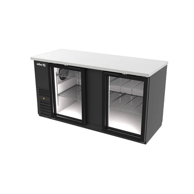 REFRIGERADOR ASBER ABBC-68G HC / SG-HC | Refrigerador Contra Barra | 2 Puertas Cristal | 4 Parrillas | Evaporación Automática | 23.3 Pies Cúbicos | Puesto Negocio Tienda | Refrigerar Bebidas Bar Restaurante Hotel Cafeteria