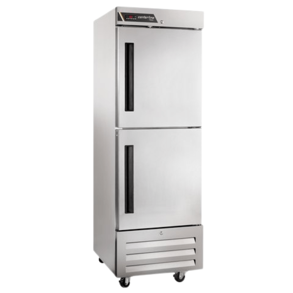 REFRIGERADOR CENTERLINE CLBM-23R-HS-R | Refrigerador Vertical | 2 Medias Puertas Sólidas | Aluminio Anodizado | Restaurante Cafetería Carnicería Restaurante Lácteos Industrial Cocina Cremería Comercios Insumos Carnicería Hotel Panadería Refresquero Latas Bar Abarrotes Tiendas Abarrotes Bistró