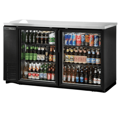 TRUE TBB-24-60G-HC-LD Refrigerador Contrabarra 2 Puertas Cristal 4 Parrillas Iluminacion Cuerpo Acero Inoxidable Negro -  - true - KitchenMax Store