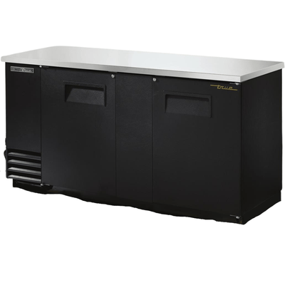 TRUE TBB-3-HC Refrigerador Contrabarra 2 Puertas Solidas Iluminacion Cuerpo Acero Inoxidable Negro -  - true - KitchenMax Store