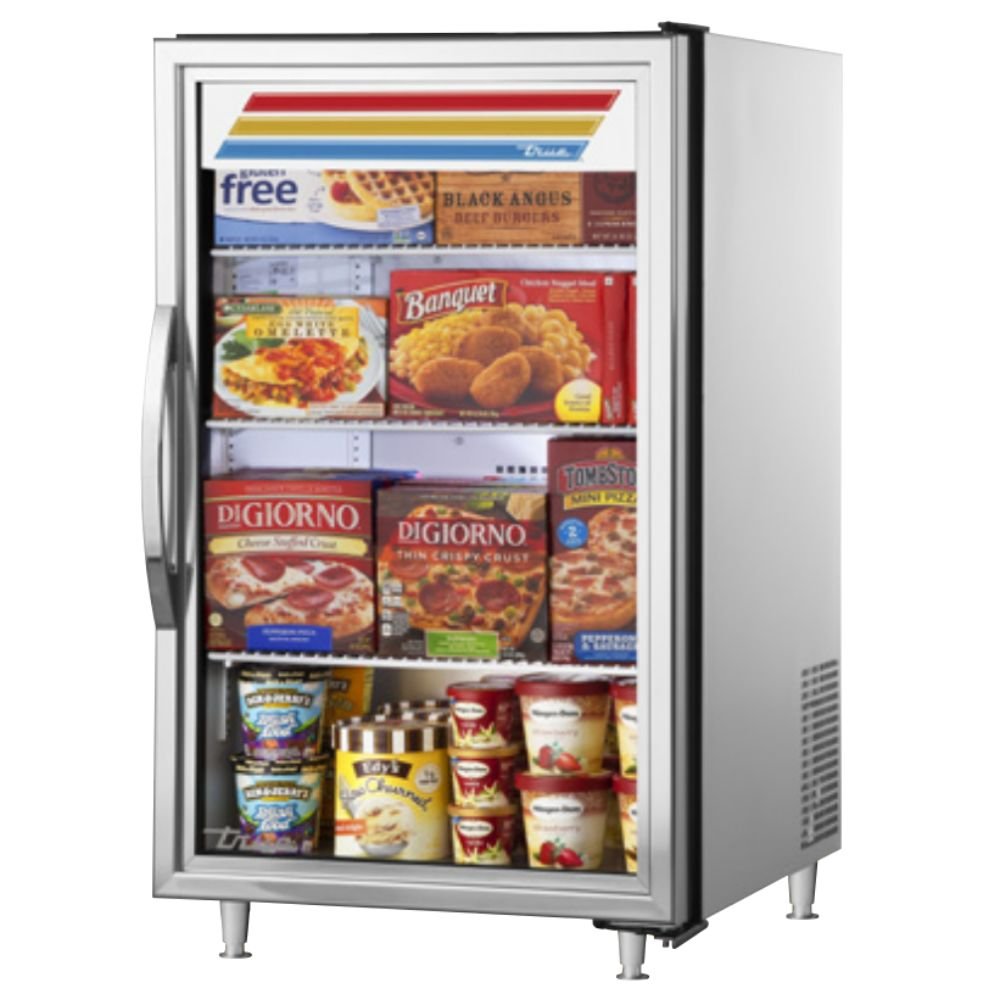 True GDM-07F-HC~TSL01 Congelador Exhibidor Vertical Minibar 1 Puerta Solida 3 Parrillas -  - True - KitchenMax Store