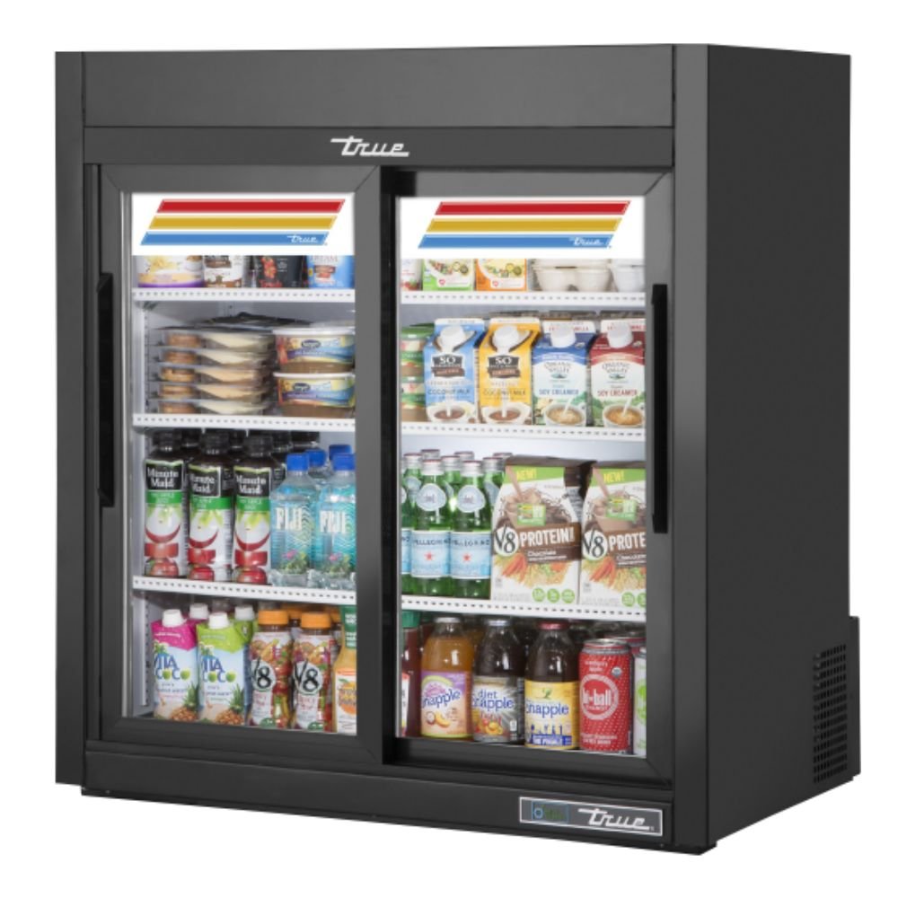 True GDM-09-SQ-HC-LD Refrigerador Exhibidor Vertical Minibar 2 Puertas Cristal 3 Parrillas -  - True - KitchenMax Store
