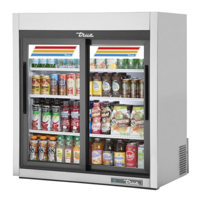 True GDM-09-SQ-S-HC-LD Refrigerador Exhibidor Vertical Minibar 2 Puertas Cristal 3 Parrillas -  - True - KitchenMax Store