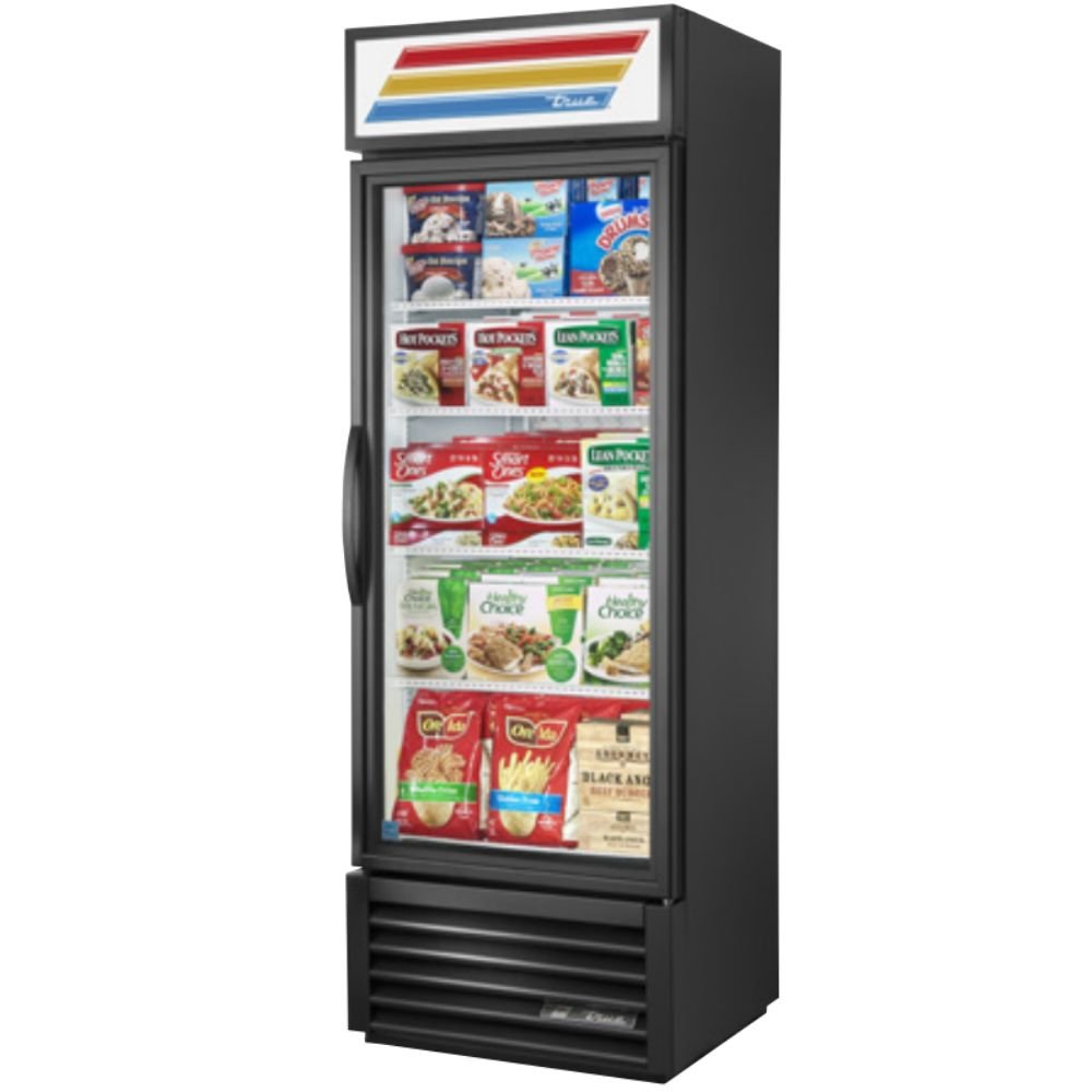True GDM-19T-F~TSL01 Congelador Exhibidor Vertical 1 Puerta Cristal 4 Parrillas -  - True - KitchenMax Store