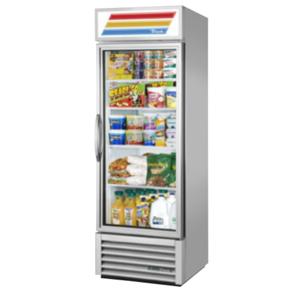 True GDM-19T-HC~TSL01 Refrigerador Exhibidor Vertical 1 Puerta Cristal 4 Parrillas -  - True - KitchenMax Store