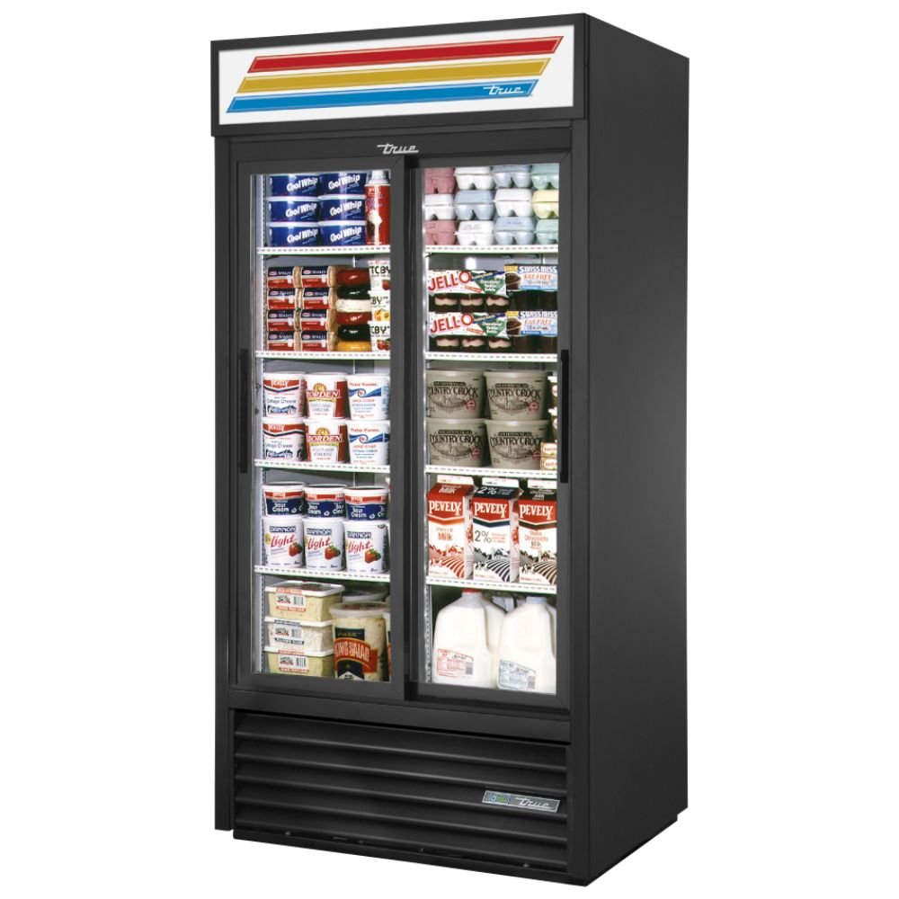 True GDM-33-HC-LD Refrigerador Exhibidor Vertical 2 Puertas Cristal 8 Parrillas -  - True - KitchenMax Store