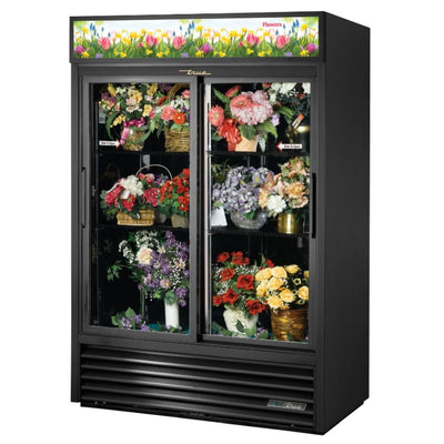 True GDM-47FC-HC-LD Refrigerador Exhibidor Vertical Floral 2 Puertas Cristal 4 Parrillas -  - True - KitchenMax Store