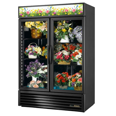 True GDM-49FC-HC~TSL01 Refrigerador Exhibidor Vertical Floral 2 Puertas Cristal 4 Parrillas -  - True - KitchenMax Store