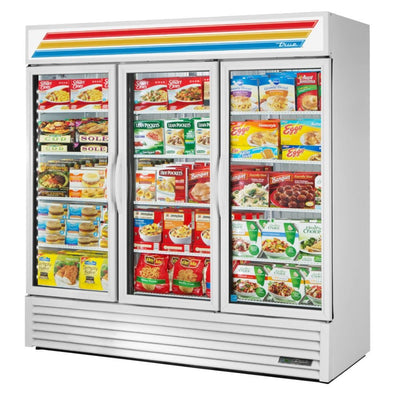 True GDM-72F-HC~TSL01 Congelador Exhibidor Vertical 3 Puertas Cristal 12 Parrillas -  - True - KitchenMax Store