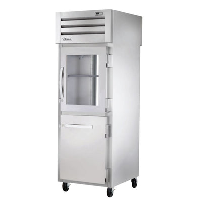 True STA1RPT-1HG/1HS-1G-HC Refrigerador Vertical 2 Medias Puertas Cristal Solidas 3 Parrillas -  - True - KitchenMax Store