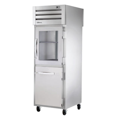 True STA1RPT-1HG/1HS-1S-HC Refrigerador Vertical 2 Medias Puertas Cristal Solidas 3 Parrillas -  - True - KitchenMax Store