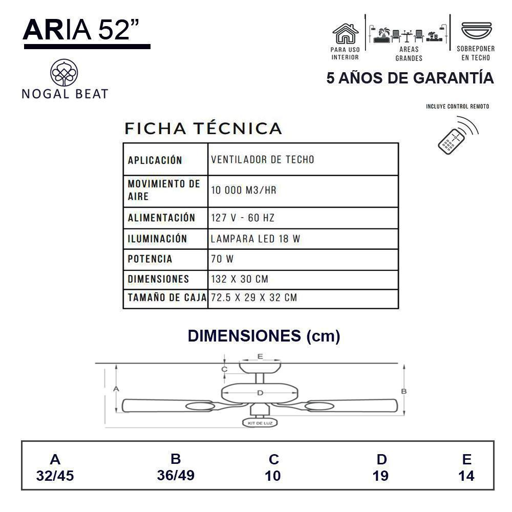 Masterfan Aria 52" Ventilador - ARIA 52 - Masterfan - NOGAL BEAT - Ventiladores