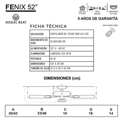 Masterfan Fénix 52" Ventilador Elegante - FENIX 52 - Masterfan - NOGAL BEAT - Ventiladores