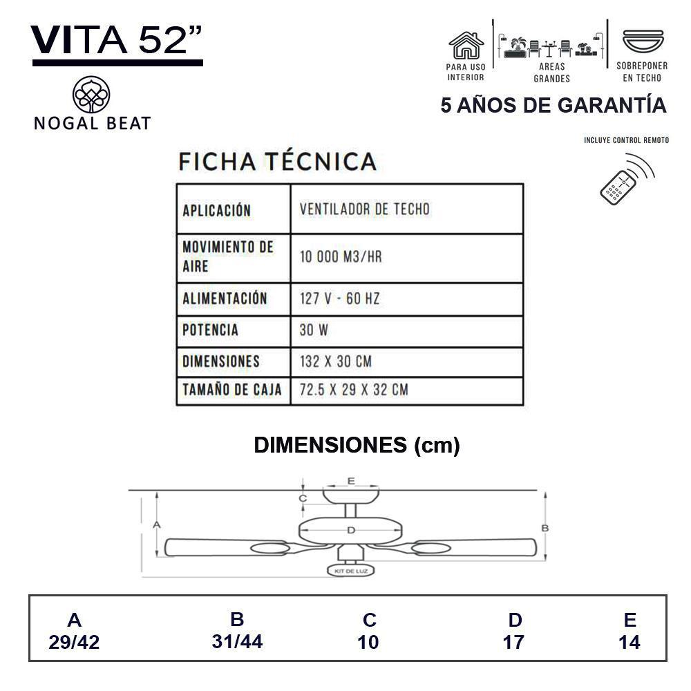 Masterfan Vita 52" Ventilador - VITA 52 - Masterfan - NOGAL BEAT - Ventiladores